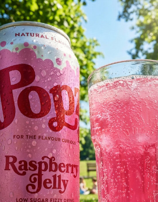Popz – Raspberry Jelly – WEB9 Raspberry soda can inspired by nostalgic jelly flavours – POPZ
