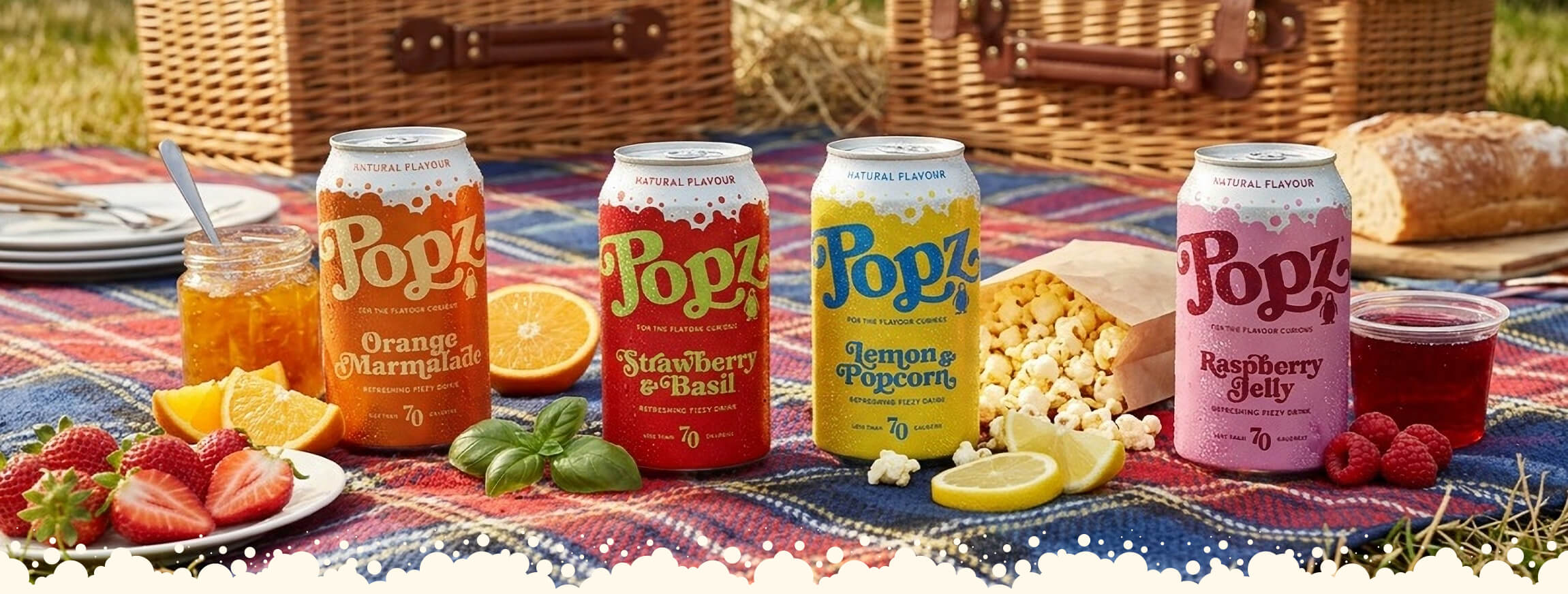 POPZ flavoured soda range with bold and colourful soft drink cans