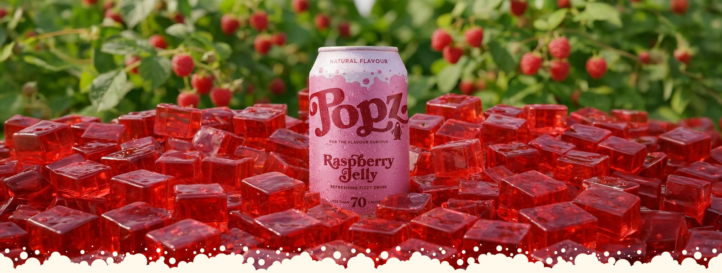Raspberry soda can inspired by nostalgic jelly flavours – POPZ Hero